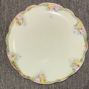 VINTAGE J & C BAVARIAN FLORAL SCALLOPED HAND PAINTED PORCELAIN PLATE